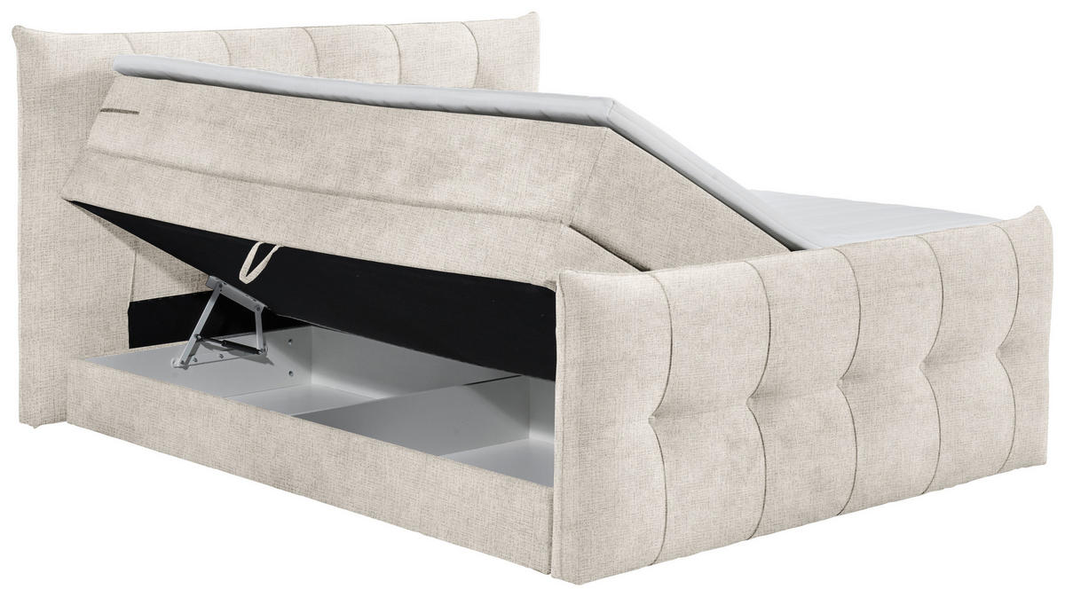 BOXSPRINGBETT 180/200 cm  in Creme  - Creme/Schwarz, Basics, Holzwerkstoff/Kunststoff (180/200cm) - Esposa