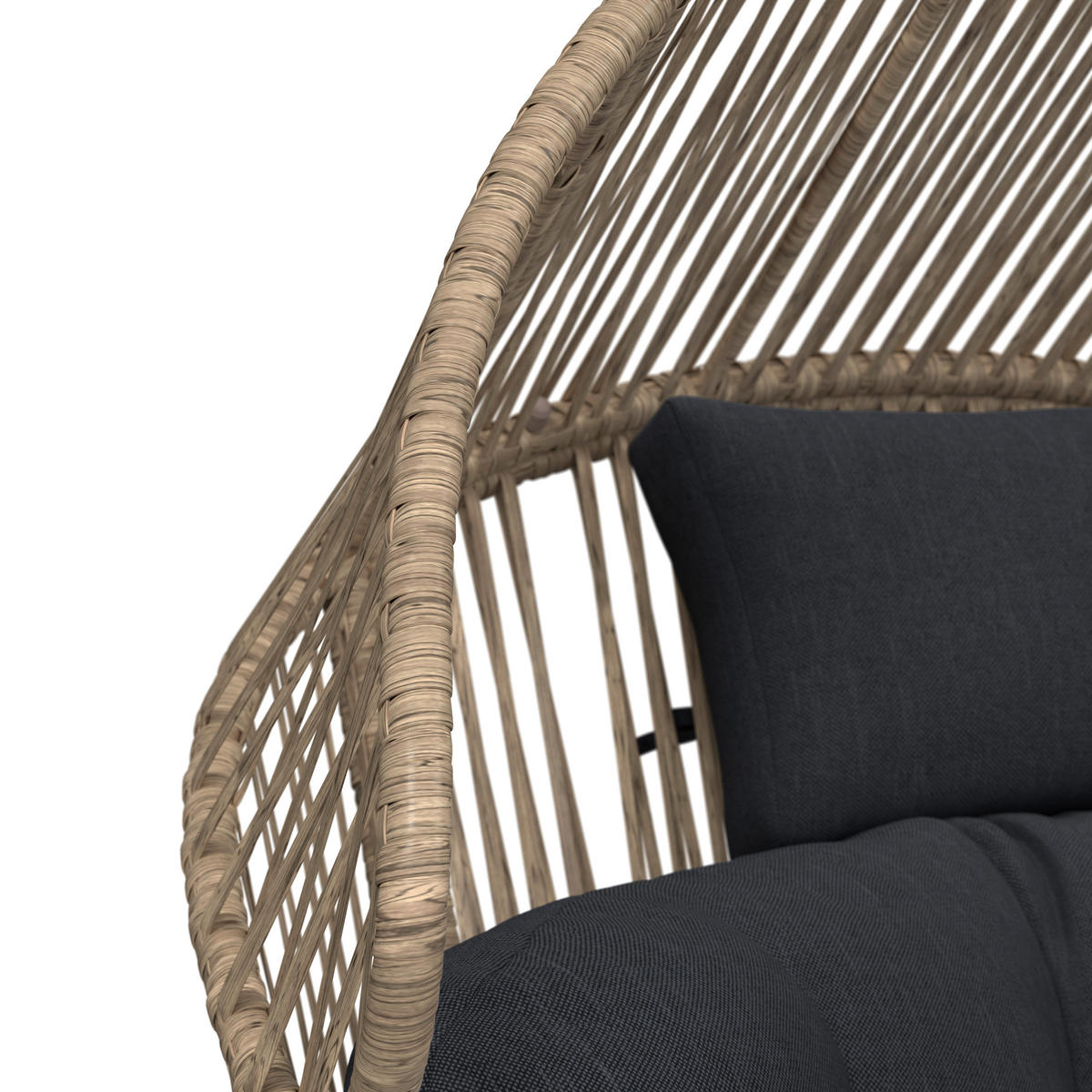 LOUNGESESSEL Naturfarben, Schwarz Stahl  - Schwarz/Naturfarben, Design, Kunststoff/Textil (96/140/101cm) - Ambia Garden