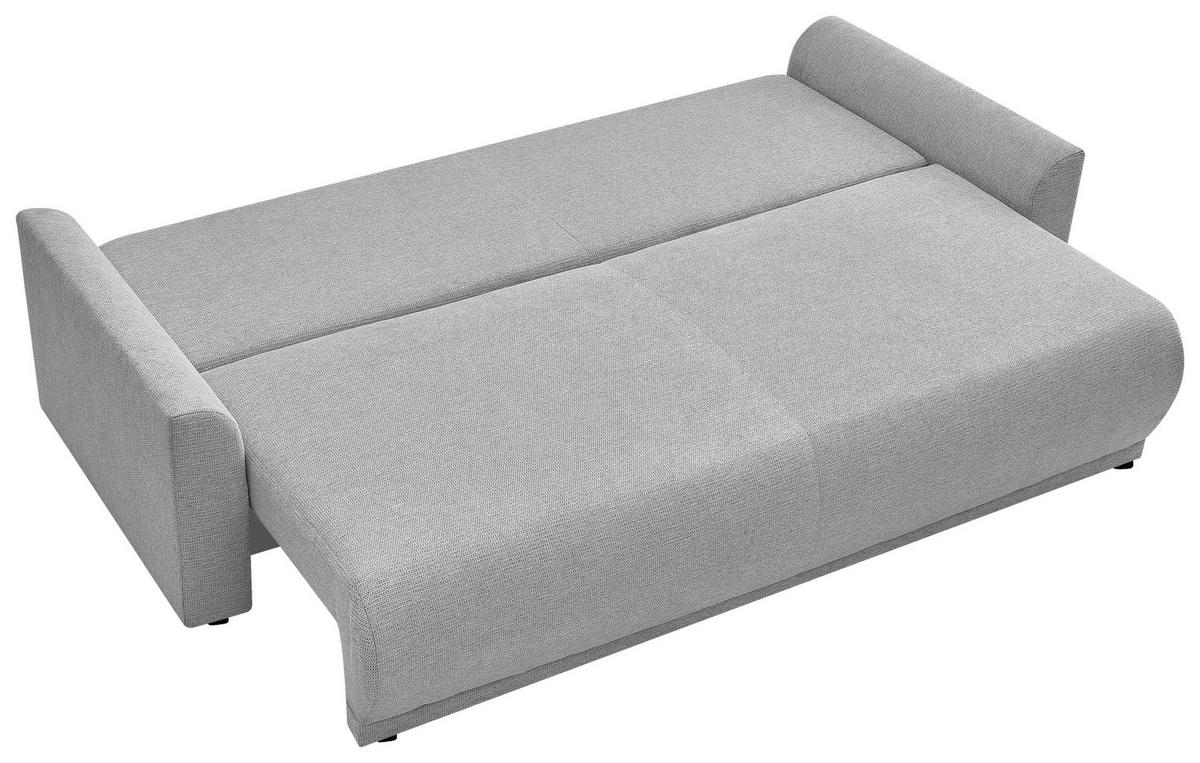 SCHLAFSOFA KIMMY Struktur Hellgrau  inkl. Zierkissen, Rückenkissen, Bettkasten  - Hellgrau/Schwarz, Design, Kunststoff/Textil (234/90/103cm) - P & B