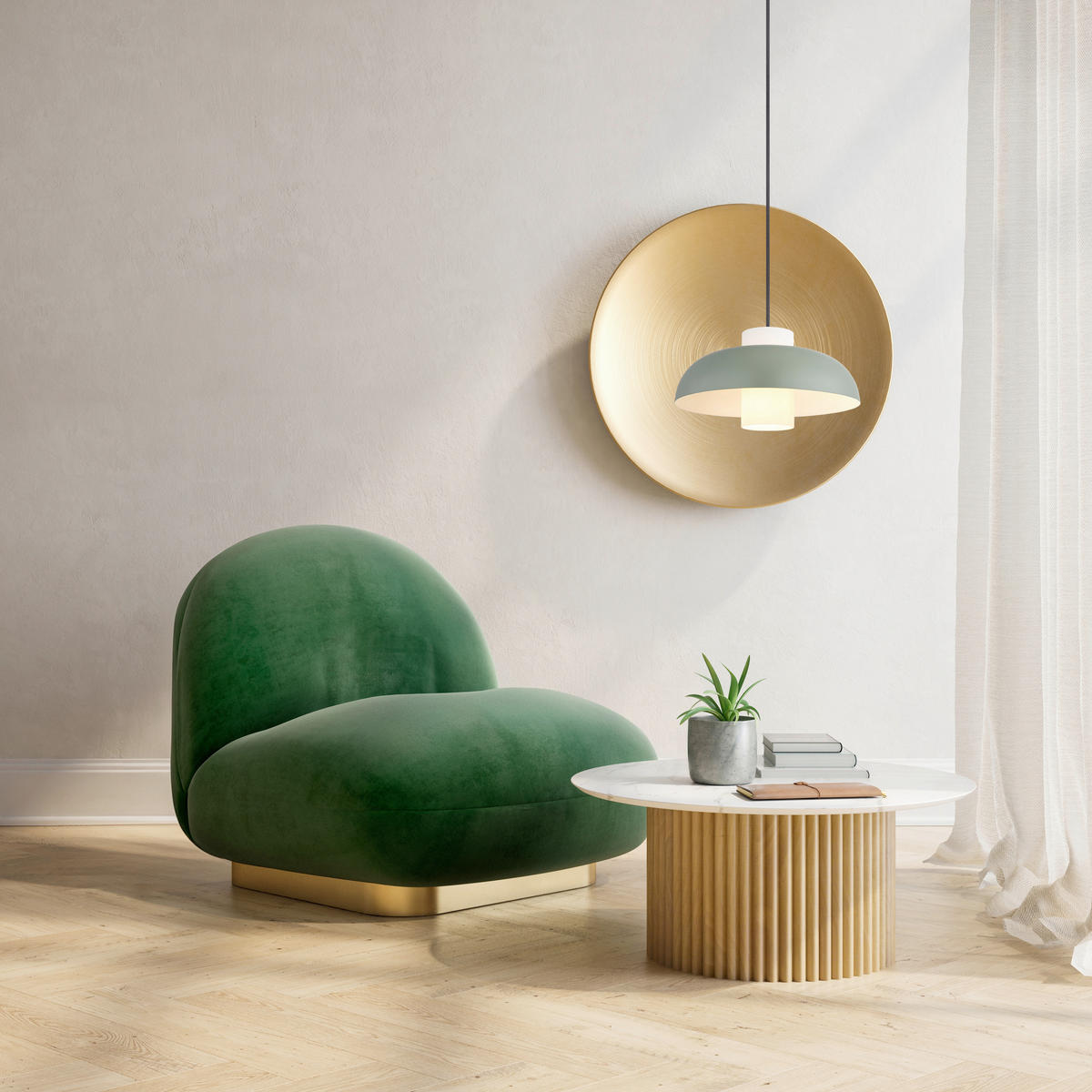 HÄNGELEUCHTE 38/120 cm  - Weiß/Grün, Trend, Glas/Metall (38/120cm) - Collet's Monde