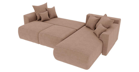 ECKSOFA Cappuccino Lederlook  inkl. Rückenkissen, Bettkasten, Schlaffunktion, Rücken echt, Liegefläche im Originalstoff, Zierkissen  - Chromfarben/Cappuccino, KONVENTIONELL, Kunststoff/Textil (293/195cm) - Carryhome