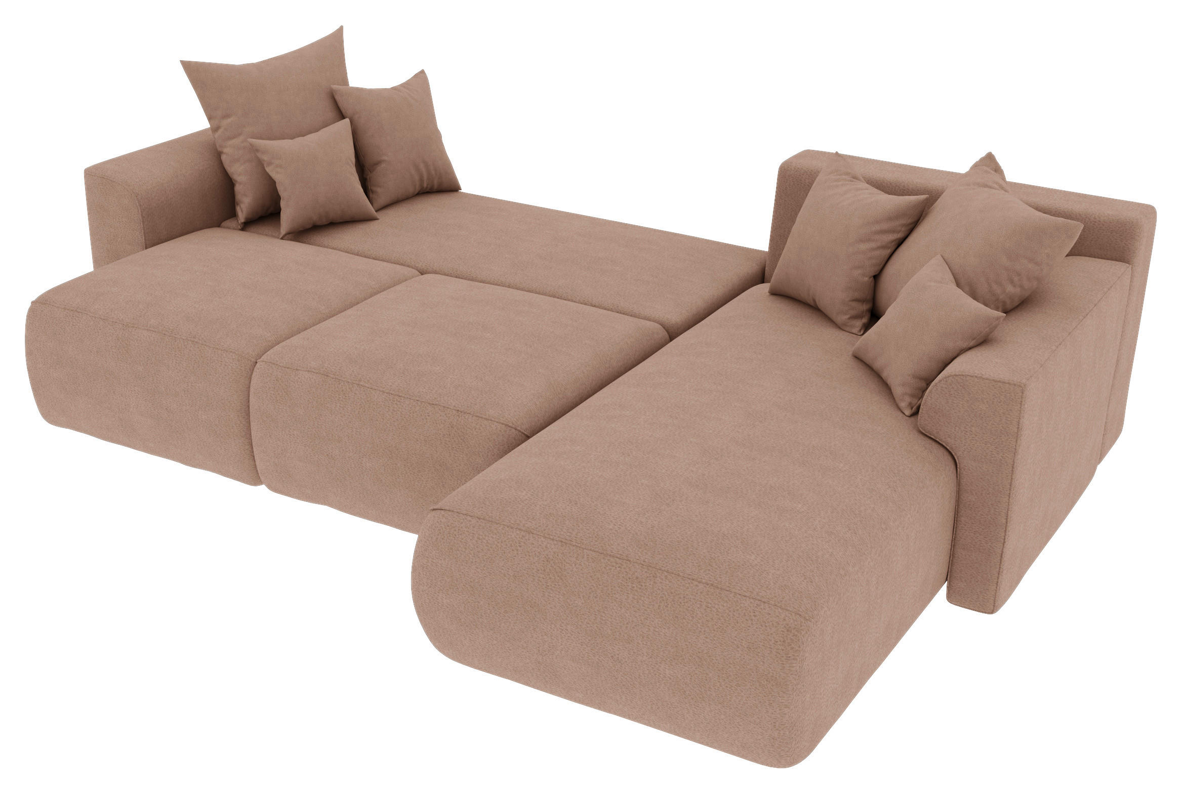 Thumbnail - Carryhome Ecksofa, Cappuccino, Textil, 3-Sitzer, Ottomane rechts, L-Form, 293x195 cm, Stoffauswahl, Liegefunktion, seite...