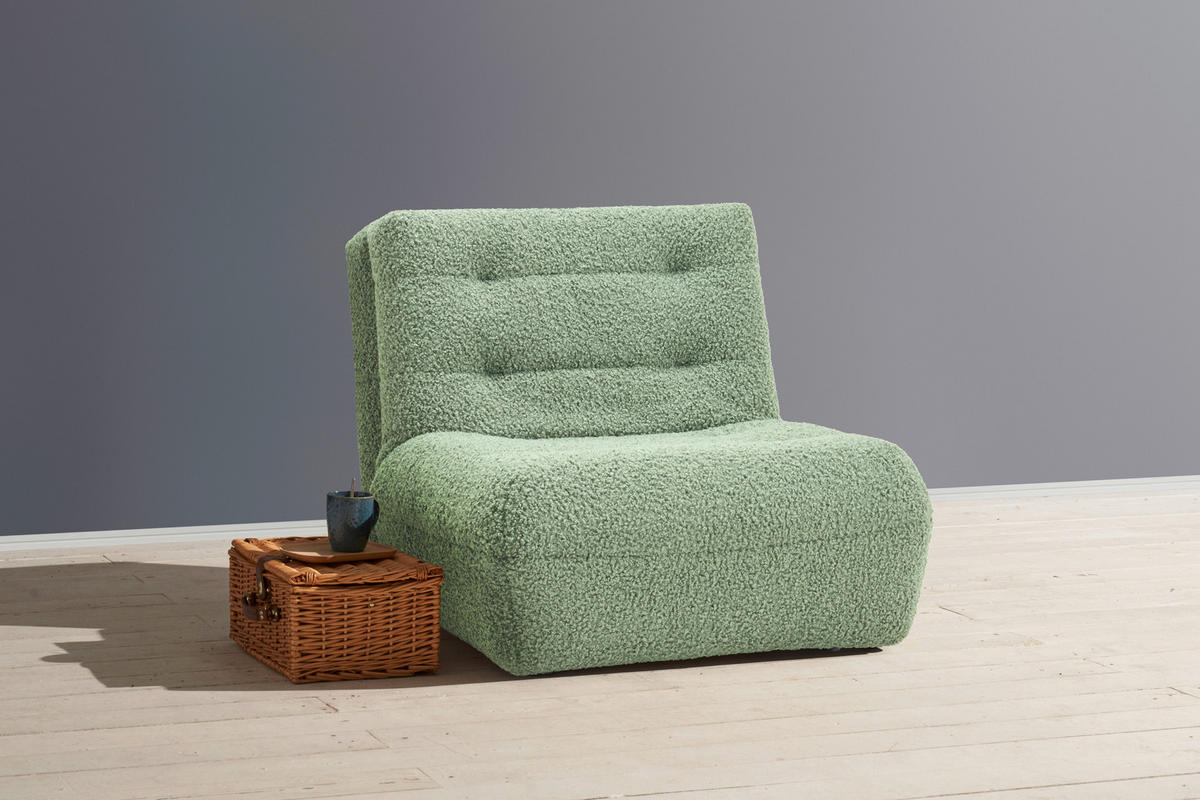 SCHLAFSESSEL Teddystoff Grün    - Schwarz/Grün, KONVENTIONELL, Kunststoff/Textil (90/85/100cm) - Carryhome