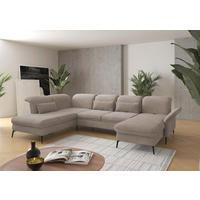 WOHNLANDSCHAFT in Flachgewebe Greige  - Greige/Schwarz, Konventionell, Textil/Metall (231/359/198cm) - Sit & More
