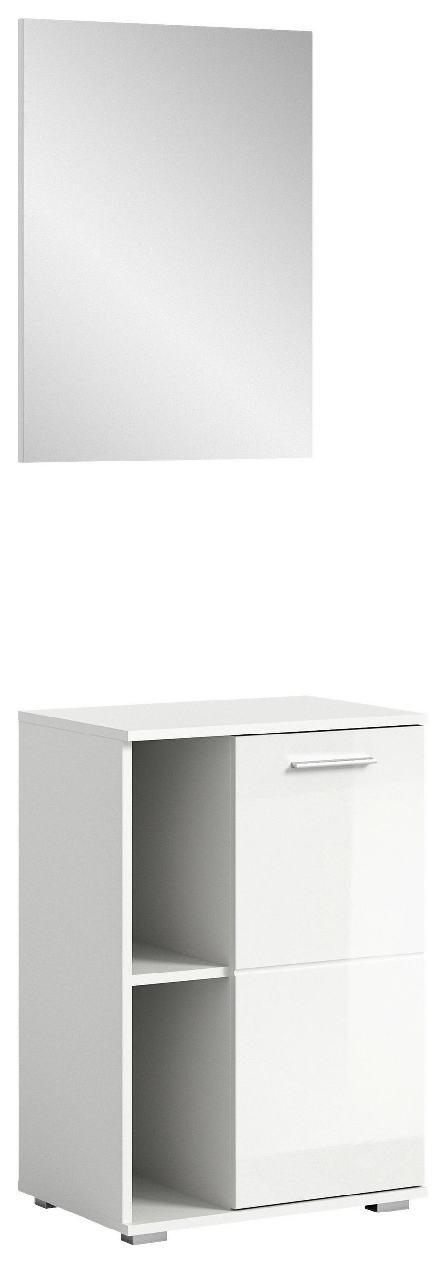 GARDEROBE 2-teilig  in 55/191/37 cm  - Weiß Hochglanz, Design, Glas/Holzwerkstoff (55/191/37cm) - MID.YOU