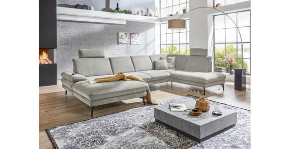 WOHNLANDSCHAFT Grau Webstoff  - Schwarz/Grau, Design, Textil/Metall (180/344/208cm) - Dieter Knoll