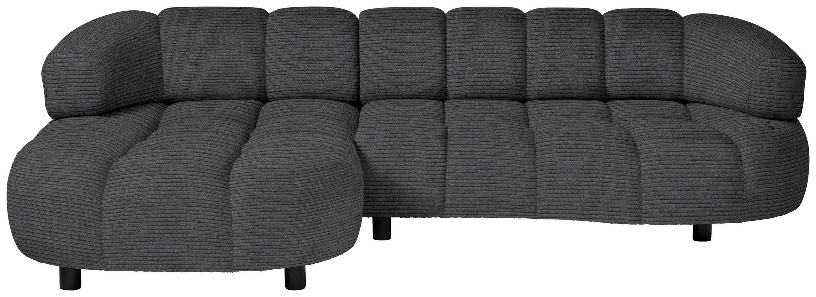 ECKSOFA in Cord, Velours Anthrazit  - Anthrazit/Schwarz, Design, Holz/Textil (183/284cm) - Welnova