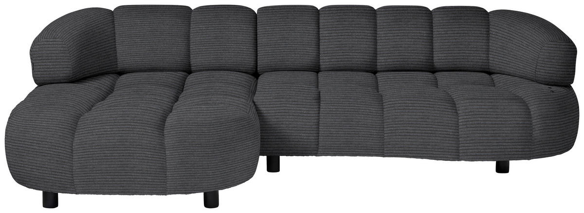 ECKSOFA in Cord, Velours Anthrazit  - Anthrazit/Schwarz, Design, Holz/Textil (183/284cm) - Welnova