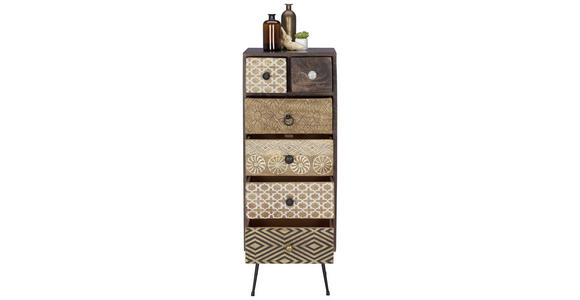 KOMMODE in 40/108/35 cm - Dunkelbraun/Multicolor, LIFESTYLE, Holz/Metall (40/108/35cm) - Landscape