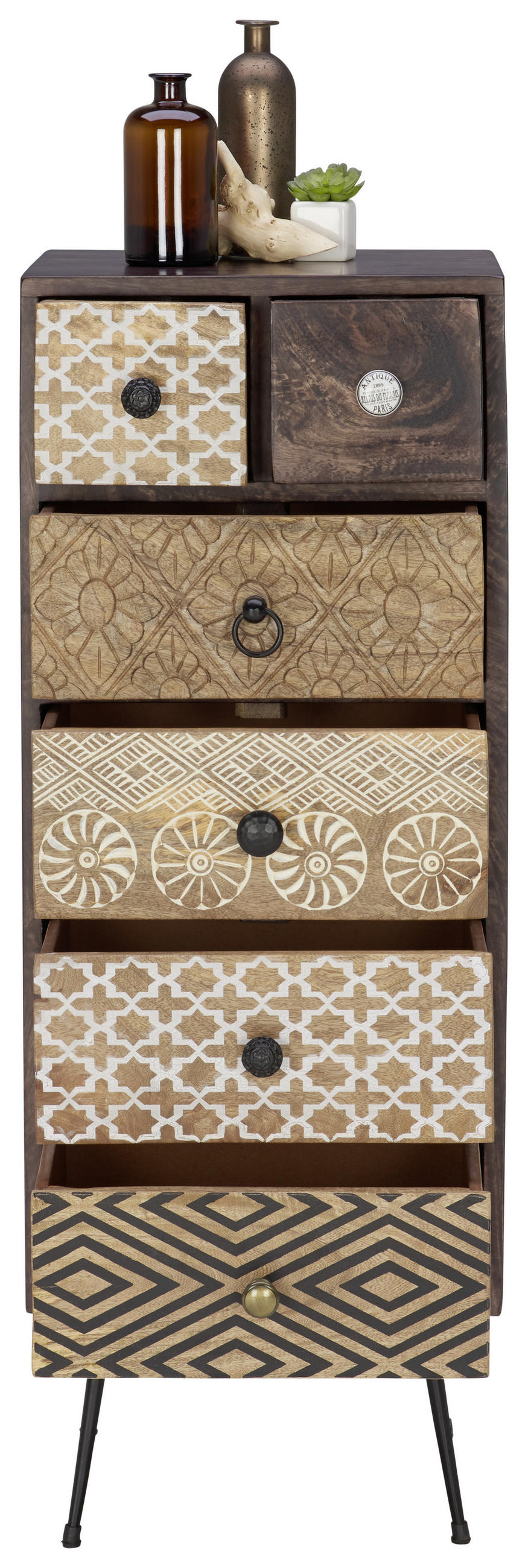 KOMMODE  in 40/108/35 cm  - Dunkelbraun/Multicolor, LIFESTYLE, Holz/Metall (40/108/35cm) - Landscape