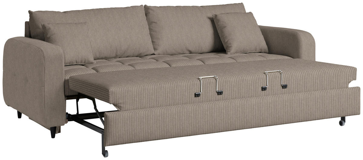 SCHLAFSOFA  in Cord, Velours Taupe  - Taupe/Schwarz, Design, Holz/Textil (236/88/101cm) - Lomoco