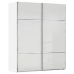 SCHWEBETÜRENSCHRANK 162/223/68 cm 2-türig Weiß  - Weiß, KONVENTIONELL, Glas/Holzwerkstoff (162/223/68cm) - Novel