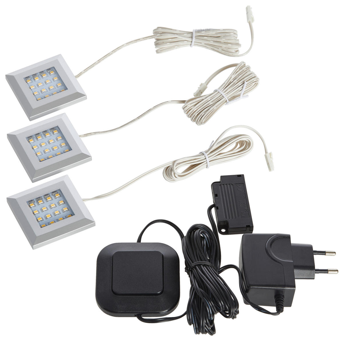 LED-SPOT-SET 5,5/1/5,5 cm   - Schwarz/Weiß, KONVENTIONELL, Kunststoff (5,5/1/5,5cm) - Livetastic