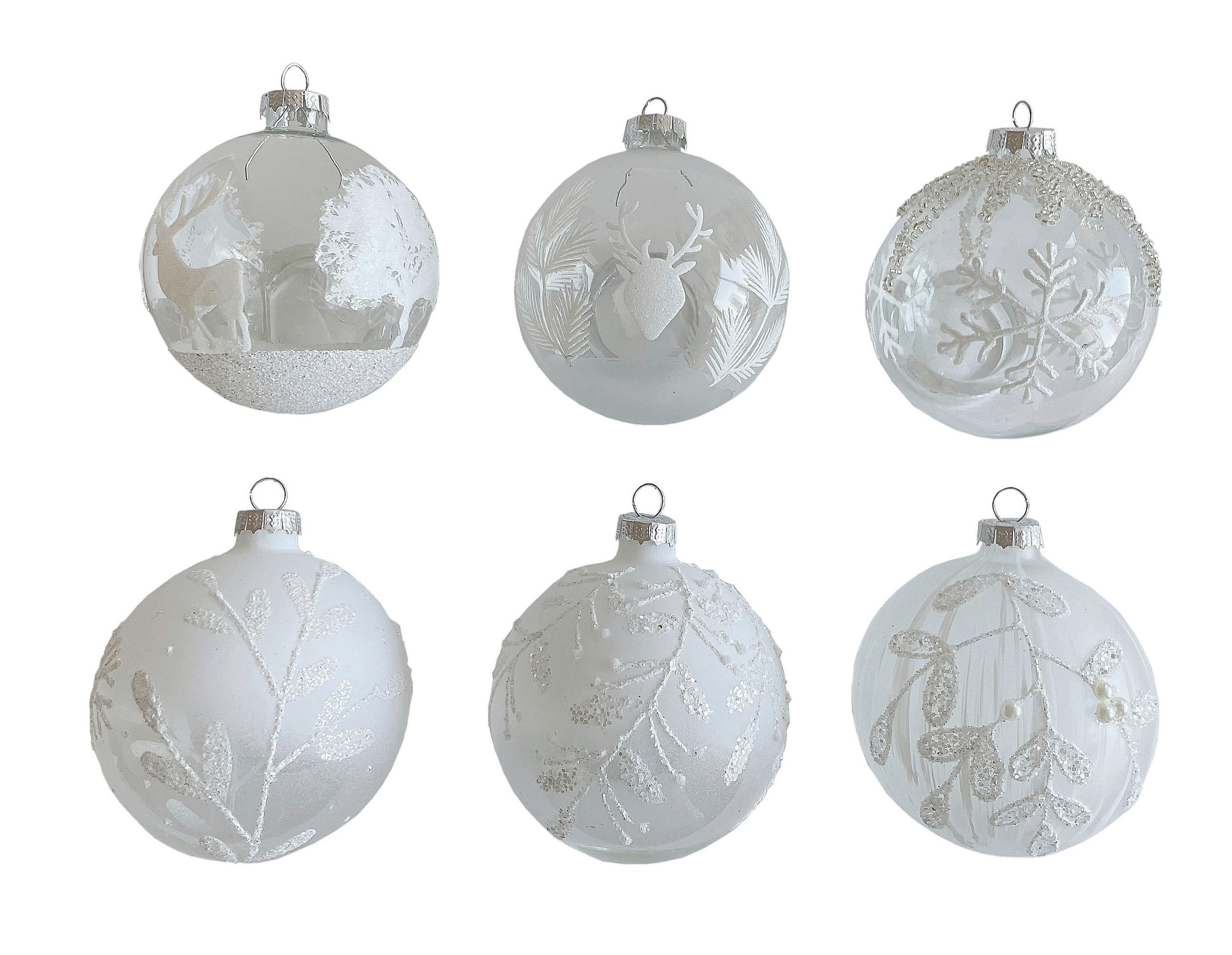 Glob Xmassale - argintiu/alb, Lifestyle, plastic/sticlă (6cm) - X-Mas