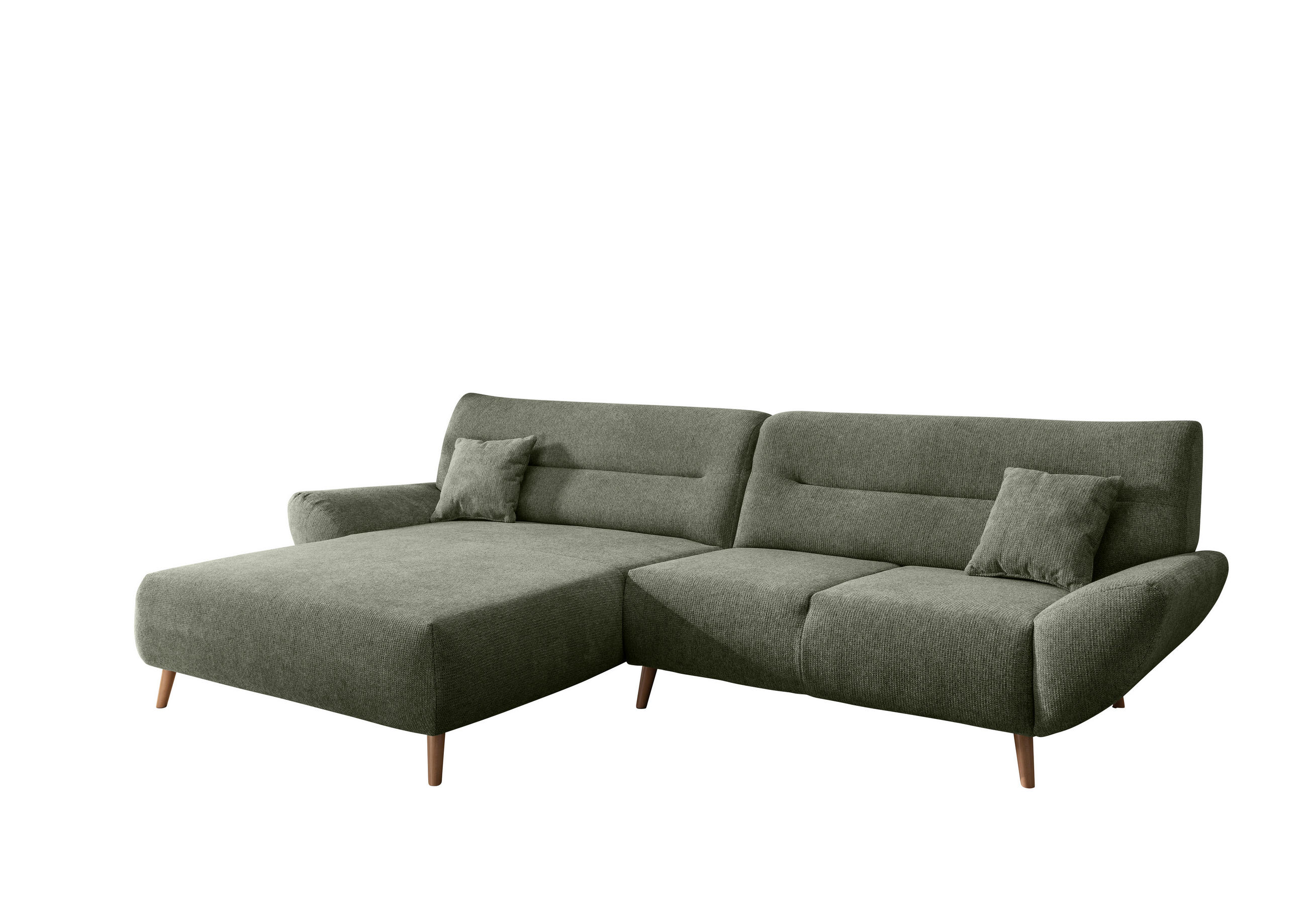 ECKSOFA Dunkelgrün Chenille  - Wildeiche/Dunkelgrün, MODERN, Holz/Textil (166/290cm) - MID.YOU