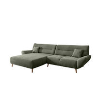 ECKSOFA in Chenille Dunkelgrün  - Wildeiche/Dunkelgrün, Modern, Holz/Textil (166/290cm) - MID.YOU