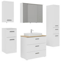 BADEZIMMER 7-teilig  in 160 cm  - Chromfarben/Eichefarben, MODERN, Glas/Keramik (160cm) - Sadena
