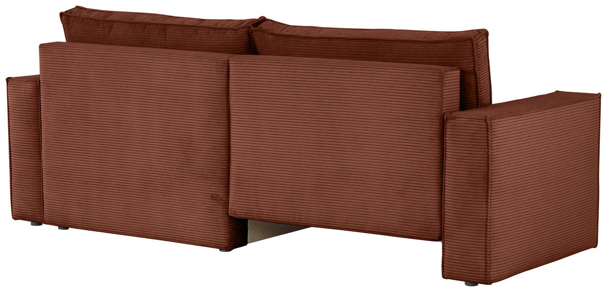 ECKSOFA in Feincord Rostfarben  - Rostfarben/Schwarz, KONVENTIONELL, Kunststoff/Textil (242/151cm) - Carryhome