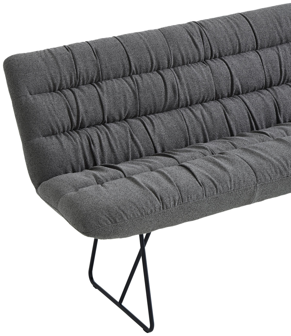SITZBANK 182/88/66 cm Leinenoptik Schwarz, Cappuccino  - Schwarz/Cappuccino, Design, Textil/Metall (182/88/66cm) - Dieter Knoll