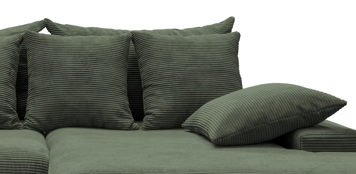 ECKSOFA in Cord Grün  - Schwarz/Grün, Modern, Kunststoff/Textil (278/200cm) - Livetastic