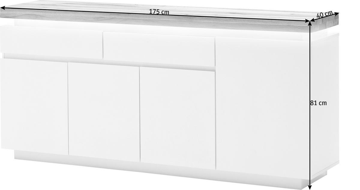 KOMMODE Romina  in 175/81/40 cm  - Eichefarben/Weiß, Design, Holz/Holzwerkstoff (175/81/40cm)