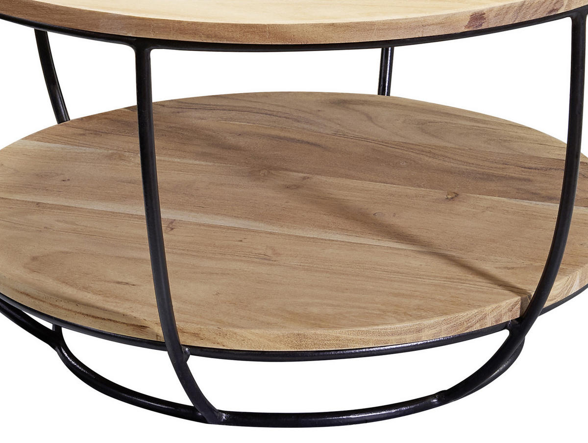 DOHÁNYZÓASZTAL fa 60/60/34,5 cm   - akácia színű/fekete, Modern, fa/fém (60/60/34,5cm) - MID.YOU