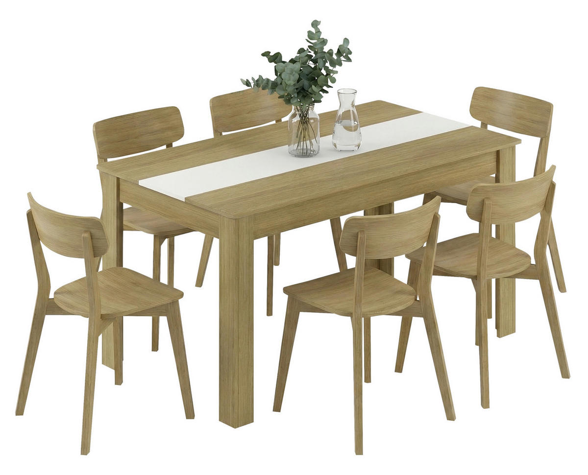 ESSTISCH      - Honigeiche/Weiß, MODERN, Holzwerkstoff (140/80/75cm) - MID.YOU
