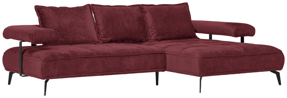 ECKSOFA Bordeaux Webstoff  - Bordeaux/Schwarz, Design, Textil/Metall (266/180cm) - Welnova
