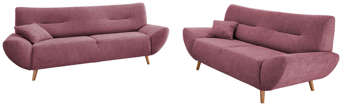 2-SITZER-SOFA Chenille Brombeere  - Wildeiche/Brombeere, MODERN, Holz/Textil (173/81/90cm) - MID.YOU