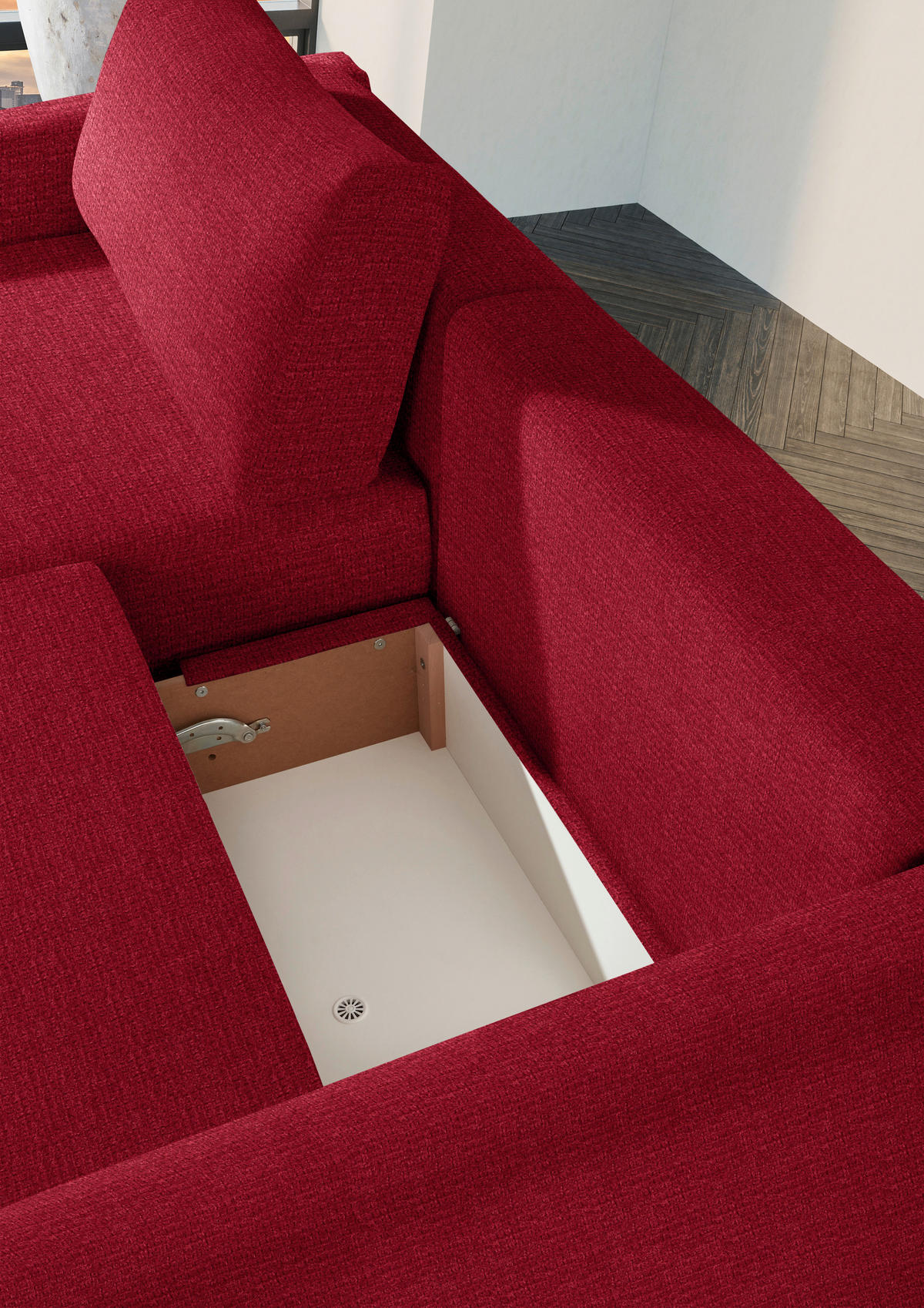 2,5-SITZER  in Flachgewebe Rot  - Rot/Schwarz, Design, Kunststoff/Textil (240/70/125cm) - Xora