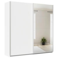 SCHWEBETÜRENSCHRANK 225/229/62 cm 2-türig Silberfarben, Weiß  - Silberfarben/Alufarben, MODERN, Holzwerkstoff/Metall (225/229/62cm)