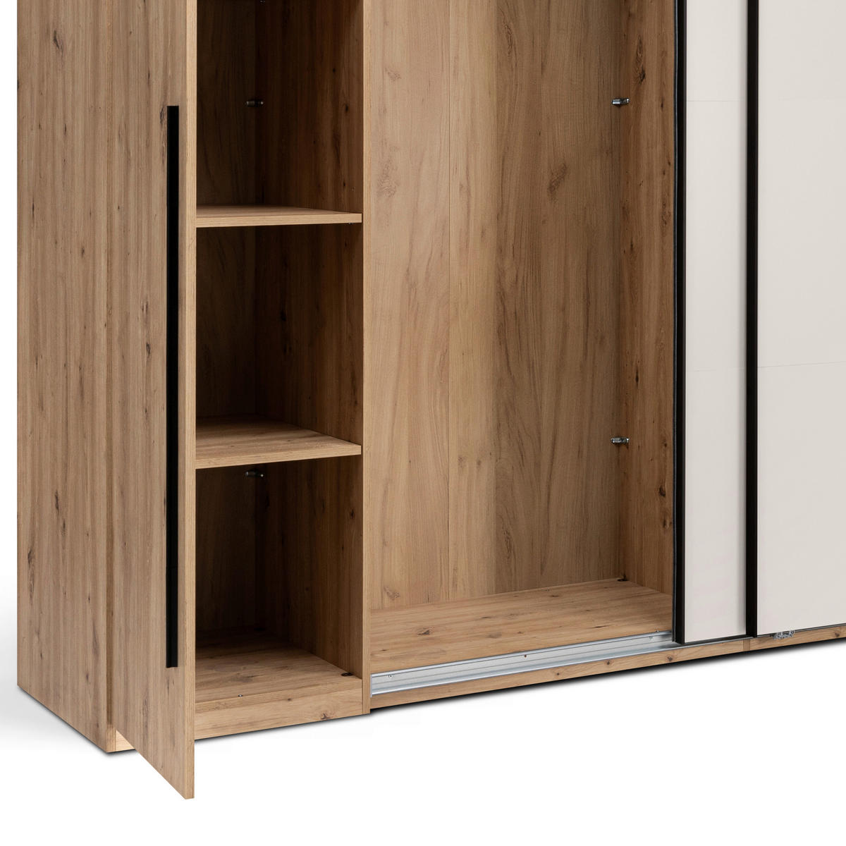 DREHTÜRENSCHRANK 4-türig Kaschmir, Eiche Artisan  - Kaschmir/Schwarz, KONVENTIONELL, Holzwerkstoff/Metall (270/225/61cm) - Boxxx