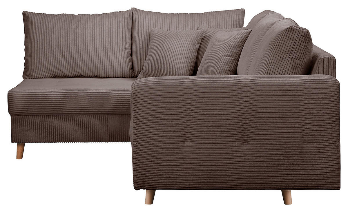 ECKSOFA inkl. Hocker Ariella Braun Cord  - Naturfarben/Braun, Design, Holz/Textil (161/231cm) - Livetastic
