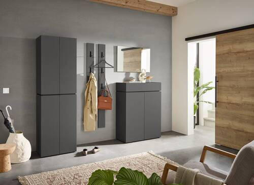 GARDEROBE 5-teilig in 300/199/40 cm - Graphitfarben, Design, Holzwerkstoff (300/199/40cm) - Voleo