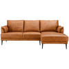 ECKSOFA Rostfarben Echtleder  - Rostfarben/Schwarz, Design, Leder/Metall (233/153cm) - Livetastic