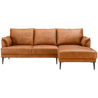 ECKSOFA Rostfarben Echtleder  - Rostfarben/Schwarz, Design, Leder/Metall (233/153cm) - Livetastic