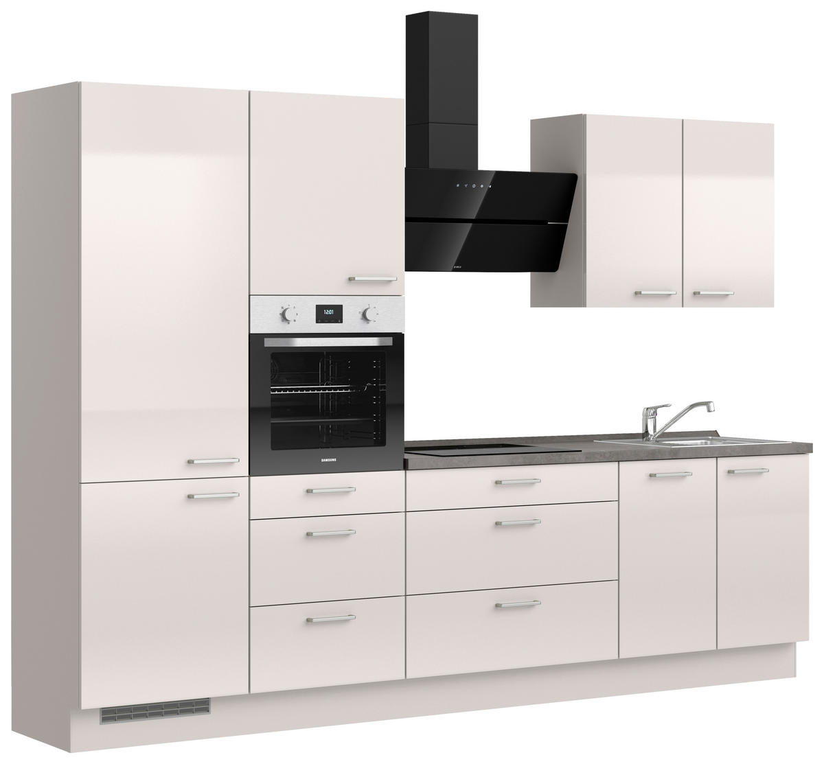 KÜCHENLEERBLOCK Flash 300 cm  in Schieferfarben, Hellgrau  - Schieferfarben/Edelstahlfarben, MODERN, Holzwerkstoff/Metall (300cm) - Nobilia