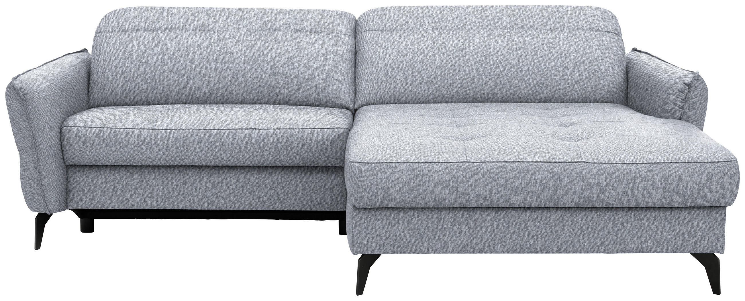 ECKSOFA Flachgewebe Hellgrau  - Hellgrau/Schwarz, Design, Textil/Metall (246/175cm) - Celina