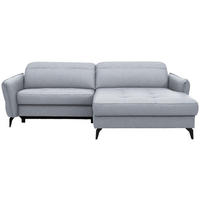 ECKSOFA Flachgewebe Hellgrau  - Hellgrau/Schwarz, Design, Textil/Metall (246/175cm) - Celina