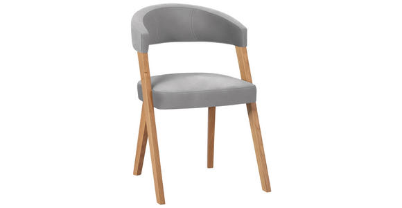 STUHL in Holz, Textil Hellgrau, Wildeiche  - Wildeiche/Eichefarben, MODERN, Holz/Textil (56/81/66cm) - Venda