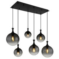 HÄNGELEUCHTE 97/48/141 cm    - Schwarz, Design, Glas/Kunststoff (97/48/141cm) - Globo