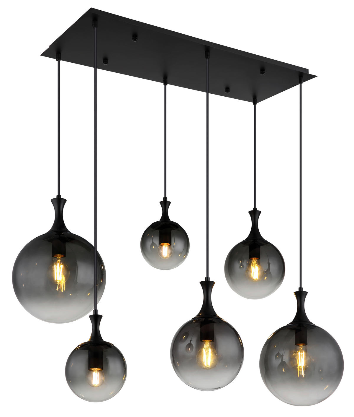 HÄNGELEUCHTE 97/48/141 cm    - Schwarz, Design, Glas/Kunststoff (97/48/141cm) - Globo