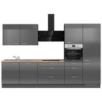 KÜCHENLEERBLOCK 330 cm   in Eichefarben, Schieferfarben  - Schieferfarben/Edelstahlfarben, MODERN, Holzwerkstoff/Metall (330cm) - Nobilia