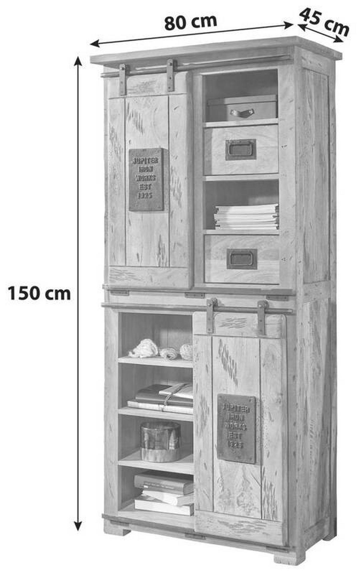 MEHRZWECKSCHRANK 80/175/45 cm  in Naturfarben  - Naturfarben, KONVENTIONELL, Holz/Metall (80/175/45cm) - Livetastic