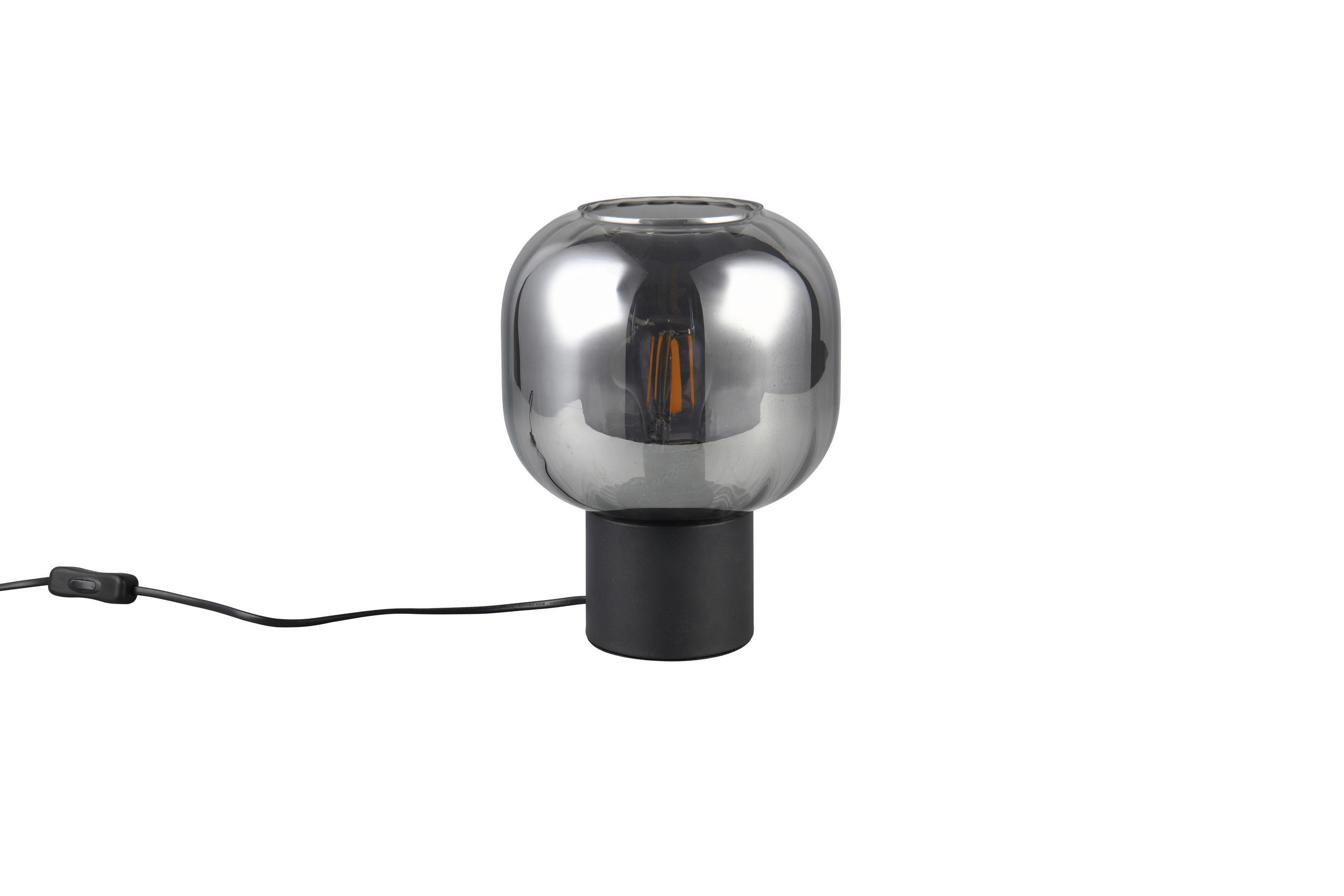 STOLNÁ LAMPA, E27, 20/26 cm  - čierna/chrómová, Design, kov/sklo (20/26cm) - Trio Leuchten