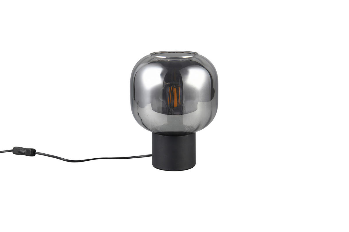 STOLNÁ LAMPA, E27, 20/26 cm  - čierna/chrómová, Design, kov/sklo (20/26cm) - Trio Leuchten