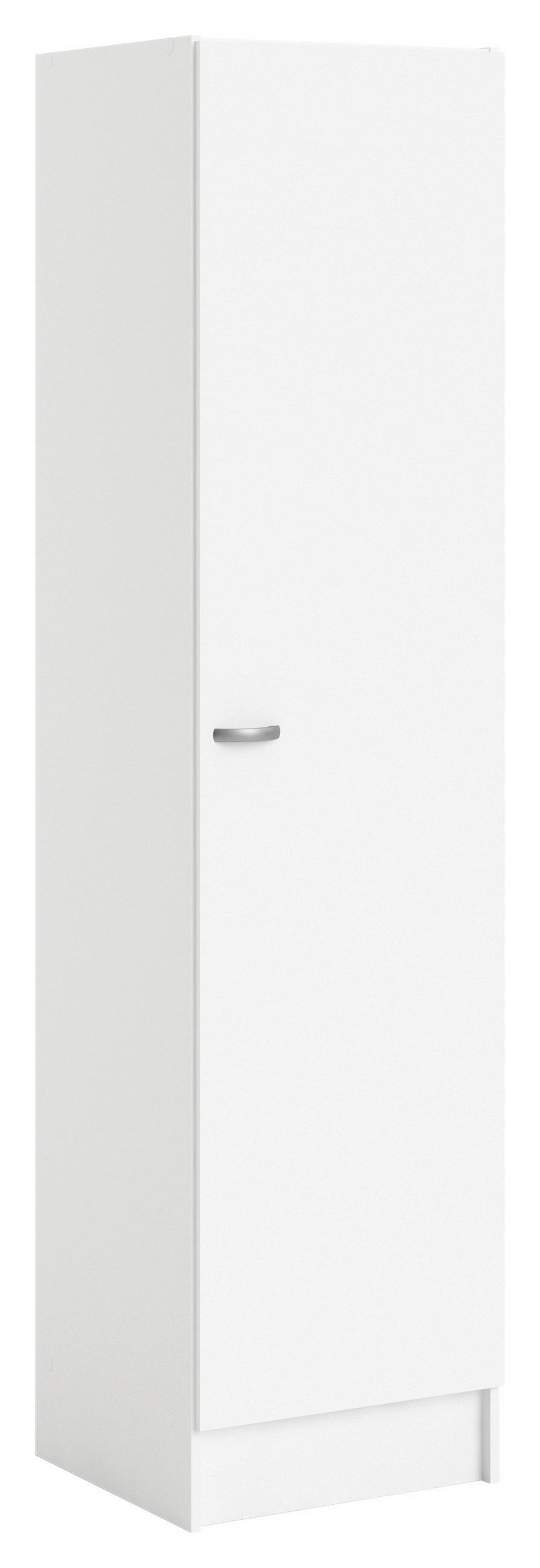 DREHTÜRENSCHRANK 49,2/200/47,1 cm,  in Weiß, 1-türig  - Silberfarben/Weiß, Basics, Holzwerkstoff/Metall (49,2/200/47,1cm) - MID.YOU