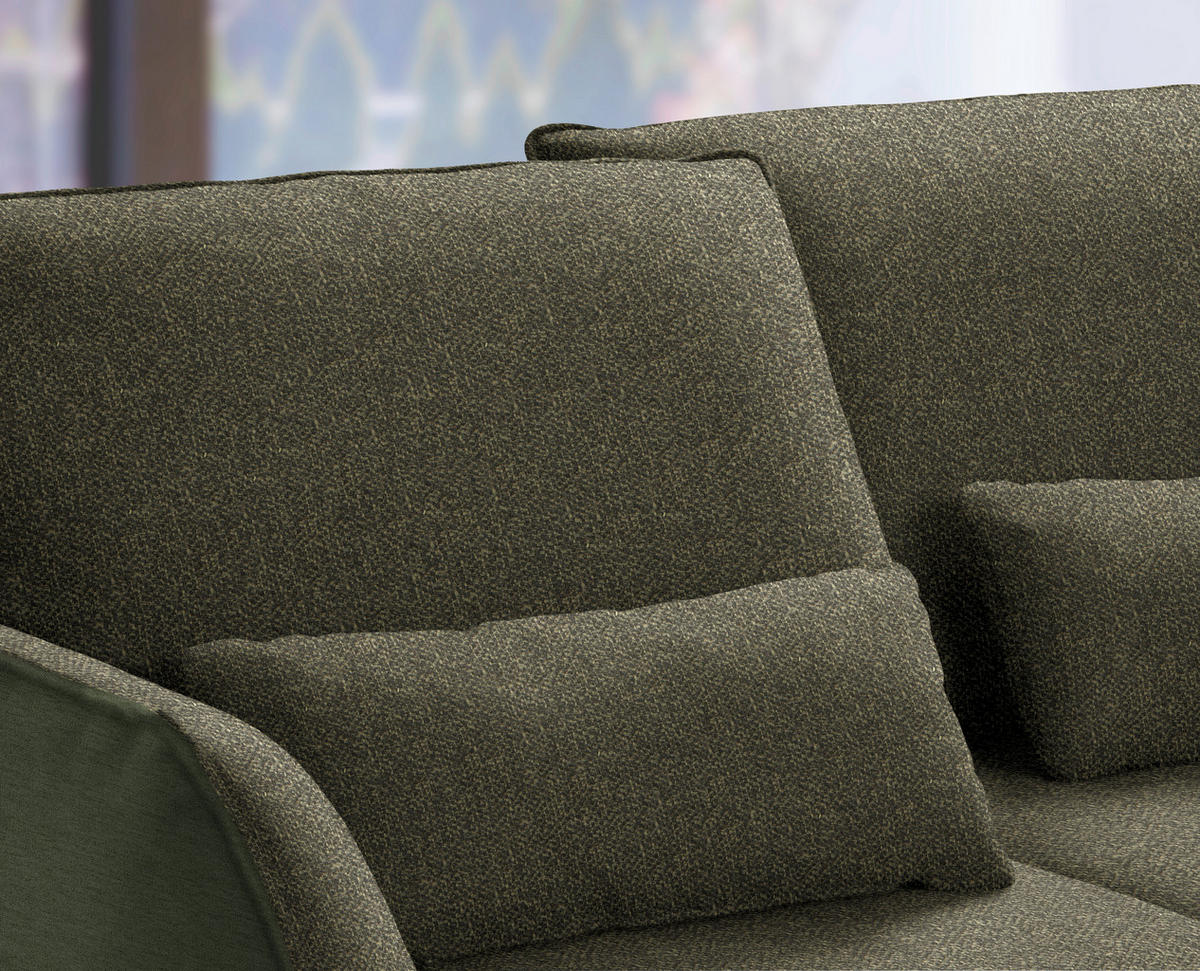 ECKSOFA in Flachgewebe Dunkelgrün  - Dunkelgrün/Schwarz, Design, Textil/Metall (310/250cm) - Moderano