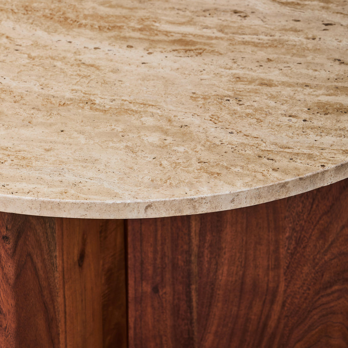 Couchtisch DUBAI Travertin Akazie vollmassiv Naturfarben  - Naturfarben, Design, Holz/Stein (60/60/40cm) - Livetastic