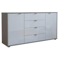 TÁLALÓSZEKRÉNY 140/70/43 cm  - krómszínű/fekete, Konventionell, faalapú anyag/üveg (140/70/43cm) - Dieter Knoll